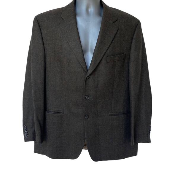 Vintage 90s Ralph Lauren Plaid Blazer Wool Jacket Green Brown Men's Size 44R - Picture 10 of 10